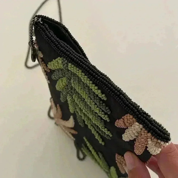 Anthropologie From St Xavier Palm Beaded Clutch Crossbody Purse - Picture 4 of 9